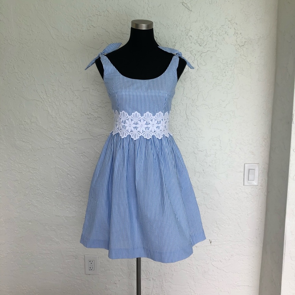 Lilly Pulitzer Tessa Dress Coastal Seersucker Blue - Picture 2 of 9